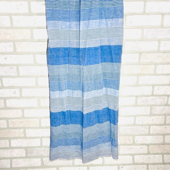 Bella Dahl Frayed Hem Duster Blue Striped Maxi Dress Linen Blend Size S - Picture 8 of 12